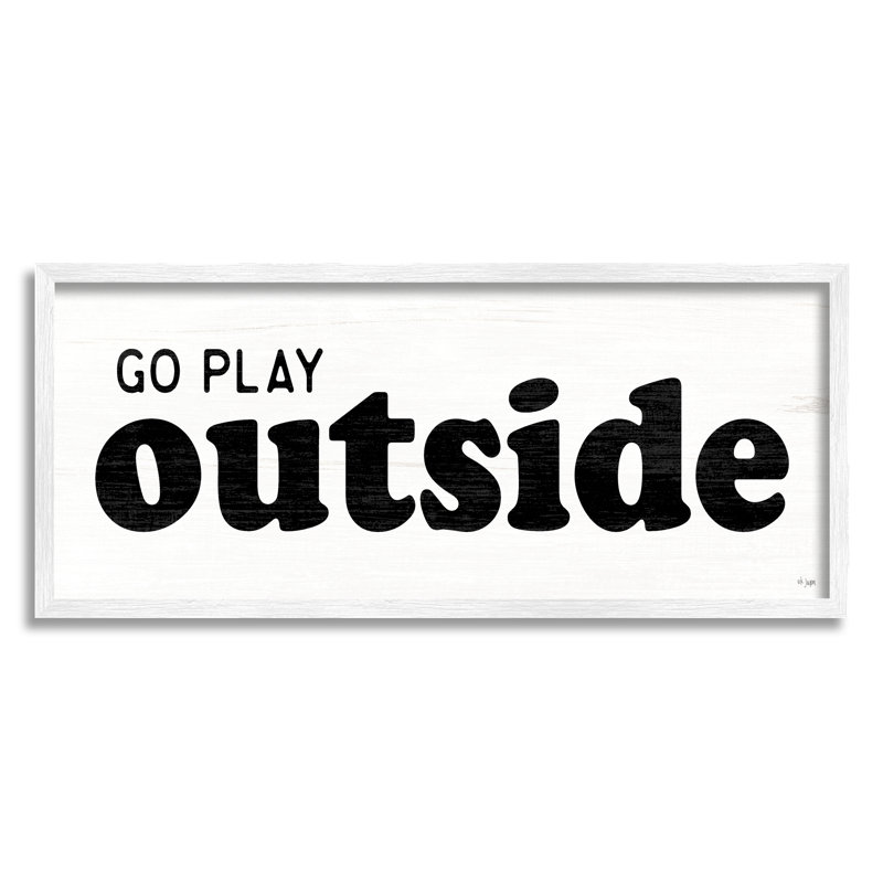 Go Play extérieur phrase encadrée sur bois par Jaxn Blvd. Impression graphique, H 10 po x l 24 po x P 1,5 po
