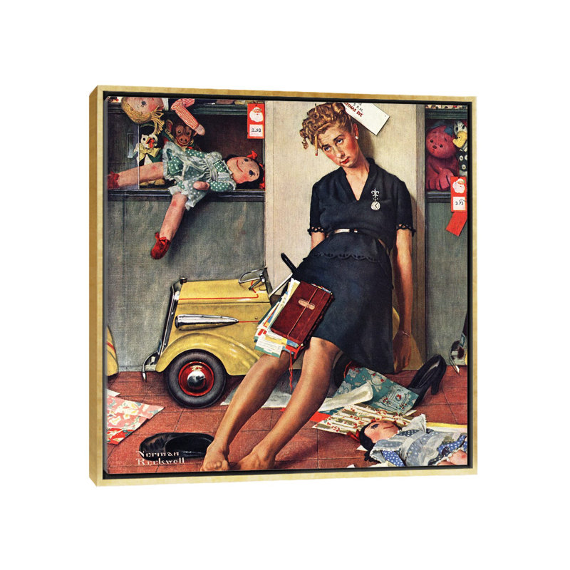 «Santa's Helper», reproduction d'art sur toile encadrée, Impression encadrée sans passe-partout, H 18 po x l 18 po, Doré