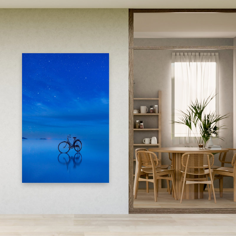 Nuit étoilée, bicyclette, réflexion, éthéré, paisible, paysage serein, art mural, H 60 po x l 40 po
