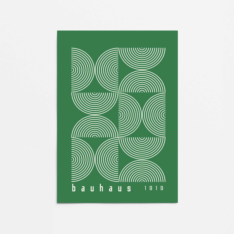 Impression de lignes vertes Bauhaus Modernist, Papier, H 10 po x l 8 po x P 0,1 po