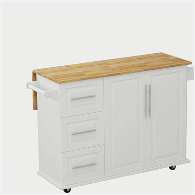 Large capacity expandable top kitchen island cart