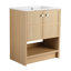Meuble-lavabo de 30 po avec lavabo en céramique, porte à fermeture en douceur et grande armoire en chêne, apparence attrayante-1993176629
