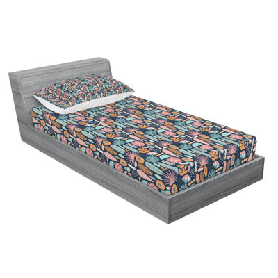 Tropical Microfiber Floral Fitted Sheet