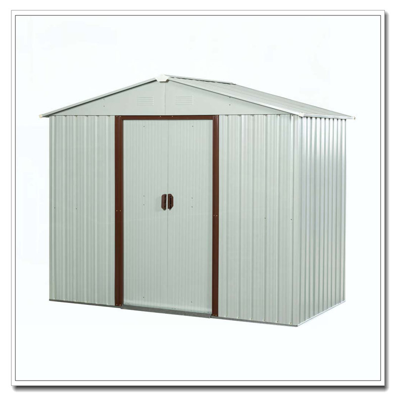 Remise de rangement extérieure en métal 8 pi x 4 pi avec base en métal blanc, Blanc, H 74,8 po x l 46,85 po x P 88,98 po