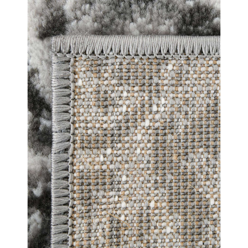 Affleck Abstract Area Rug, Runner 2' x 6'7", Dark Gray/Ivory