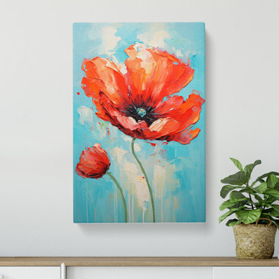 Poppy Flower Expressionism - Wrapped Canvas