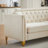 " mid-century modern chenille sofa | tufted buttons & copper nail armrest | 2 pillows | metal legs | stylish living room couch-839487498-855021893