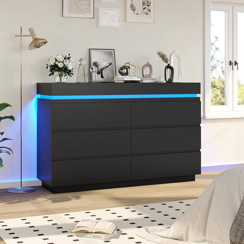 Cataliyah 47.2'' W 6 - Drawer Dresser, Black