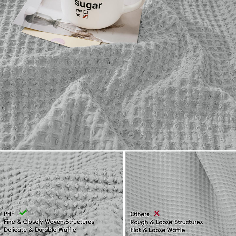 PHF 100% Cotton Waffle Weave Pillow Cover, 2 Pack Elegant Home Decorative Square Throw Pillow Covers for Bed Couch Sofa