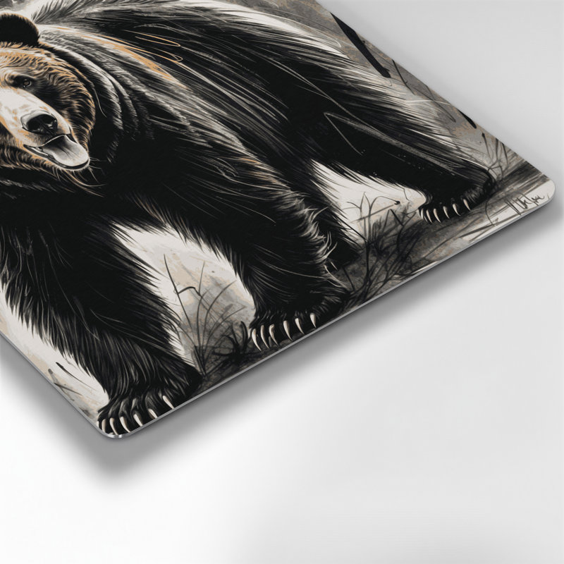 Faune, ours gris, art mural en métal, H 32 po x l 32 po