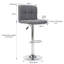 Cahya Fabric Swivel Adjustable Height Bar Stools