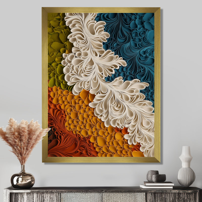 Noveta - Abstract Wall Art Living Room, H 32 po x l 24 po, Reproduction encadrée d'une seule photo, Doré
