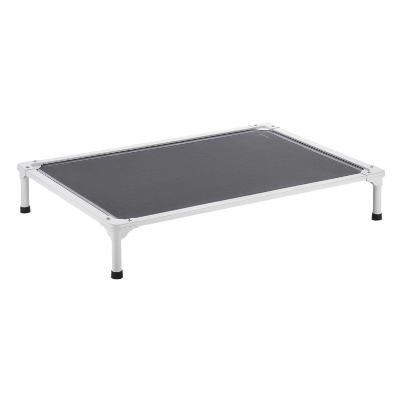 Lit surélevé pour chiens de grande taille, lit surélevé portatif pour chien avec structure en tube d'aluminium et maille respirante PVC-coated polyester, lit de hamac surélevé pour animaux à l'intérieur et à l'extérieur, gris