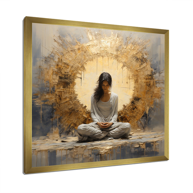 Zen Position de méditation III, Cadre doré simple, H 24 po x l 24 po x P 1 po