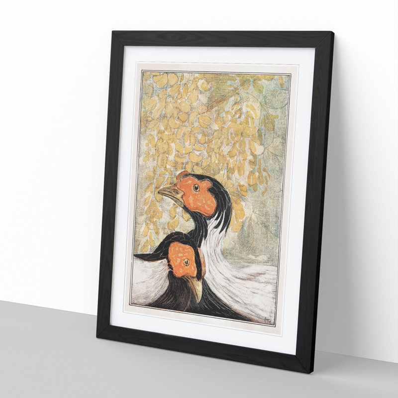 Two Silver Pheasants by Theo Van Hoytema - Framed Print, 48cm H x 36cm W x 2cm D, Black Framed