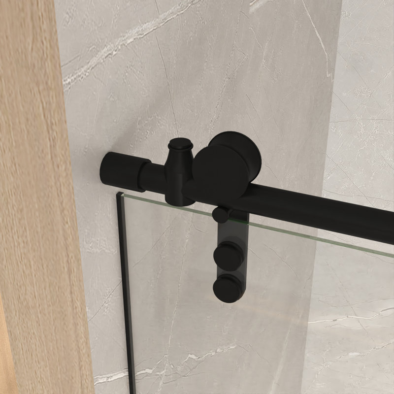 Portes de douche et de baignoire sans cadre de qualité supérieure, verre trempé réglable, style moderne noir mat