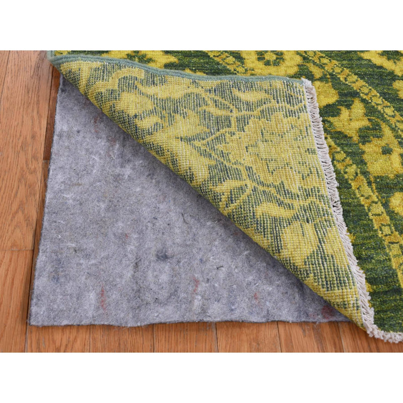 Tapis de couloir vert en laine noué à la main 4 pi 1 po x 11 pi 8 po 648CAF3CD53947EDAF5B6C2DB6F6D03E