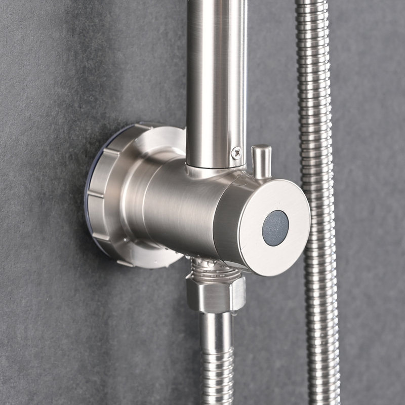 Pomme de douche à pluie en nickel brossé 6 po avec douchette - Système de douche de salle de bain