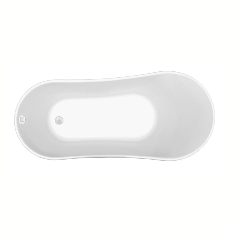 55" Streamline Clawfoot Soaking Acrylic Bathtub, Glossy White, Glossy White