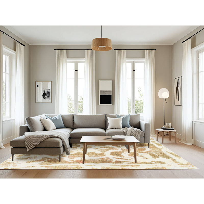 Tapis décoratif multicolore à motif abstrait, Rectangle 8 pi x 12 pi