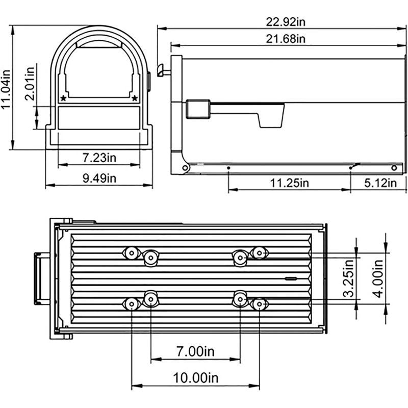 Arlington Large Black Galvanized Steel Post Mount Mailbox