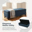 Banc repose-pieds de rangement rembourré bleu marine - Élégant vestibule, repose-pieds de chambre à coucher et de salon avec rangement caché, capacité de poids de 300 s-129159705