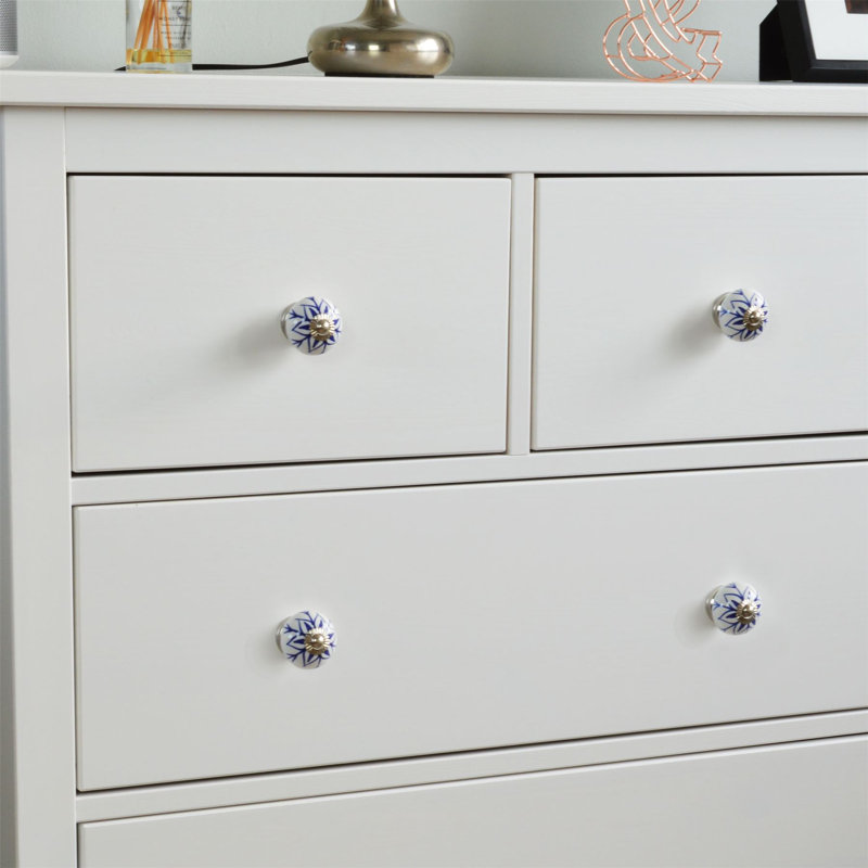 Nicola Spring - Round Ceramic Cabinet Knobs - Navy Flower