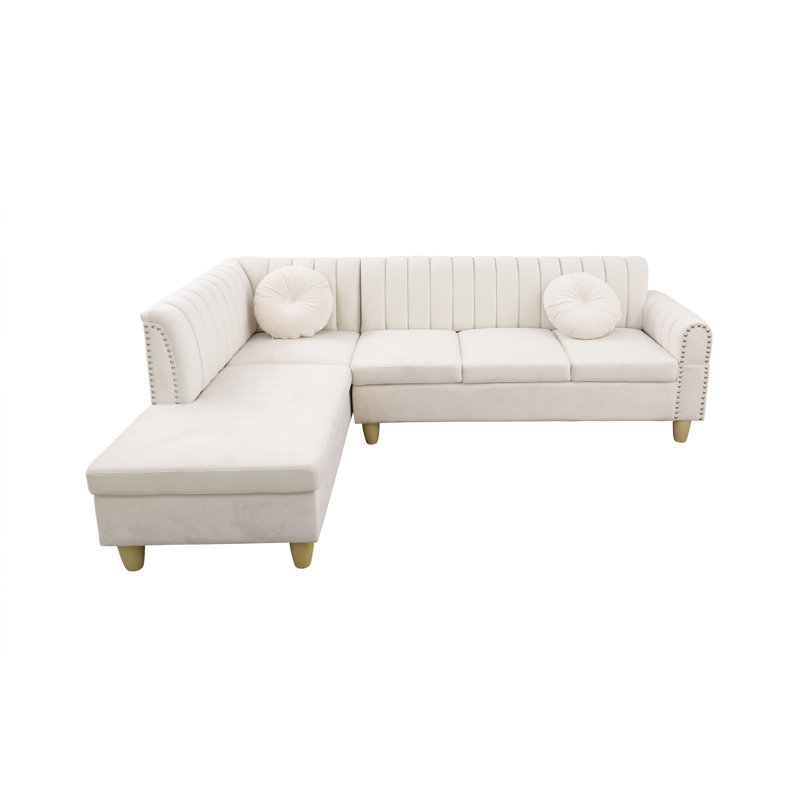 Maelana Velvet L-Shaped Sectional Left Hand Facing, Left Hand Facing