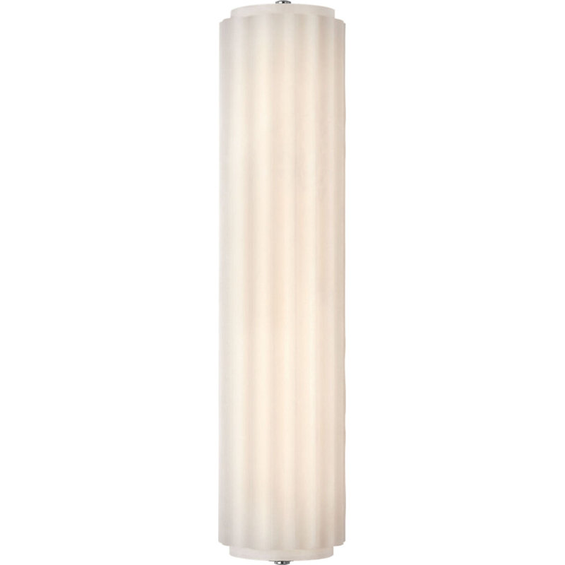 Madden Fluted Linear Sconce in Alabaster, 24.5" H x 4.25" W x 2.75" D, Polished Nickel