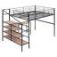 Lit mezzanine double en métal avec bureau et échelle de rangement latérale-113432728