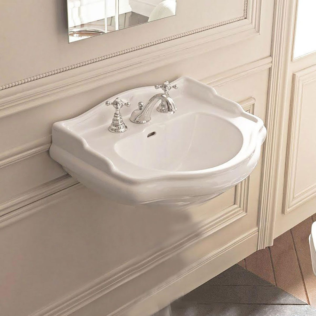WS Bath Collections Retro 20.5'' White Ceramic Rectangular Bathroom Sink with Overflow WS Bath Collections Faucet 