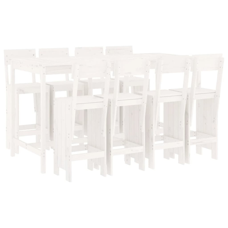 Azmira Brayden Studio Bar Set with Wood Frame and Solid Wood Outer Material, White