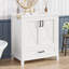 Meuble-lavabo de 30 pouces avec lavabo simple, structure en bois massif et panneau de fibres à densité moyenne, 2 portes à fermeture en douceur, 1 tiroir divisé, 2 tablettes de rangement, un grand espace de rangement, idéal pour les petites et moyennes salles de bain-118774439