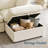 132" 7-Seat Linen L-Shaped Sectional Sleeper Sofa with Storage & Ottoman-2129163416