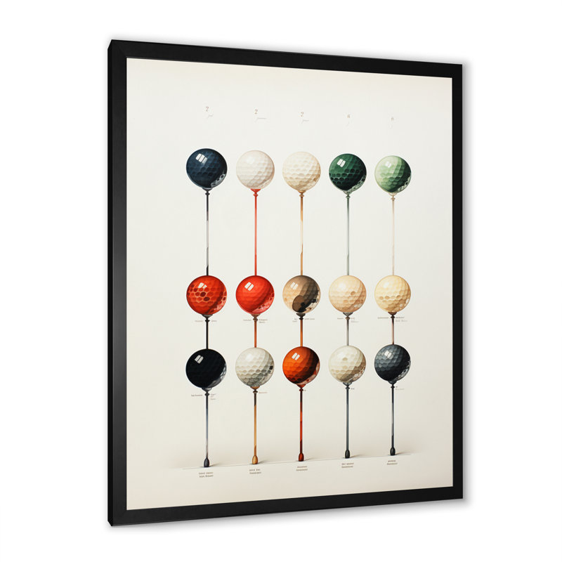 Palaichori Minimalisme Golf Tees IV - Art mural encadré de golf, H 44 po x l 34 po x P 1,5 po, Cadre photo noir