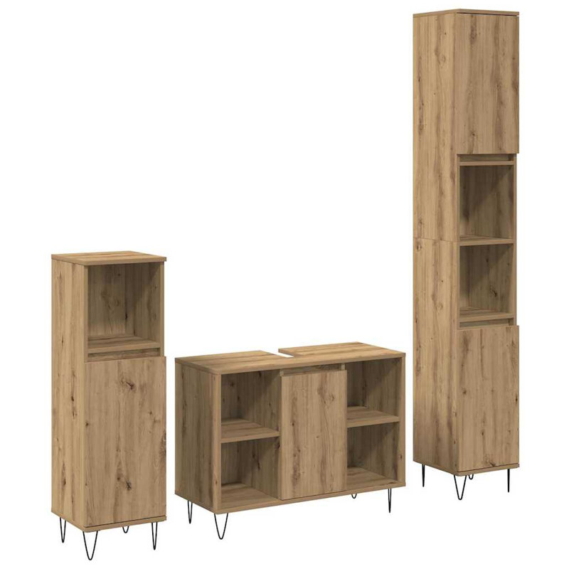 Bathroom Furniture Set 3 Pcs 30 X 30 X 180 Cm, Natural