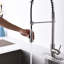 Brushed Nickel Single Handle Commercial Modern Spring High Arc Kitchen Faucet Water Filter System Bends As You Want