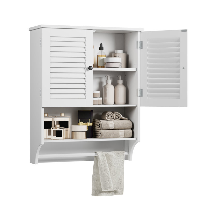 Armoire de salle de bain murale 23,6 "avec 2 portes, Blanc
