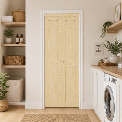 Porte pliante 36 po x 80 po à noyau solide en pin avec trousse de quincaillerie d'installation