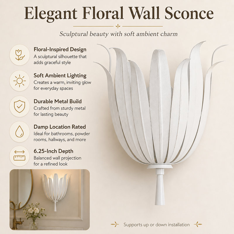 1-light Vintage Diseased Metal Wall Sconce,ivory And Gold, Ivory