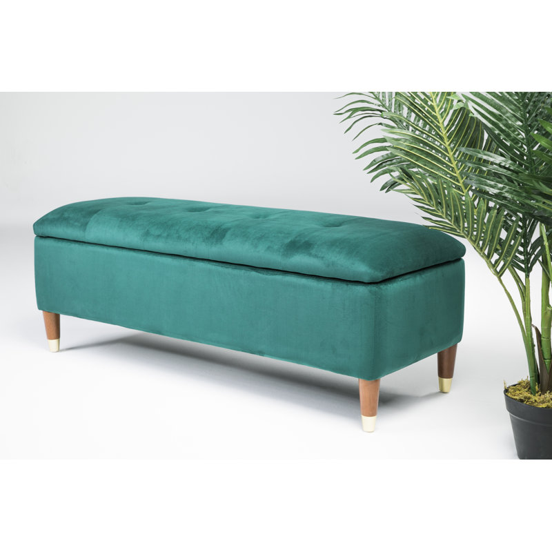Agnon Upholstered Storage Bench, Emerald