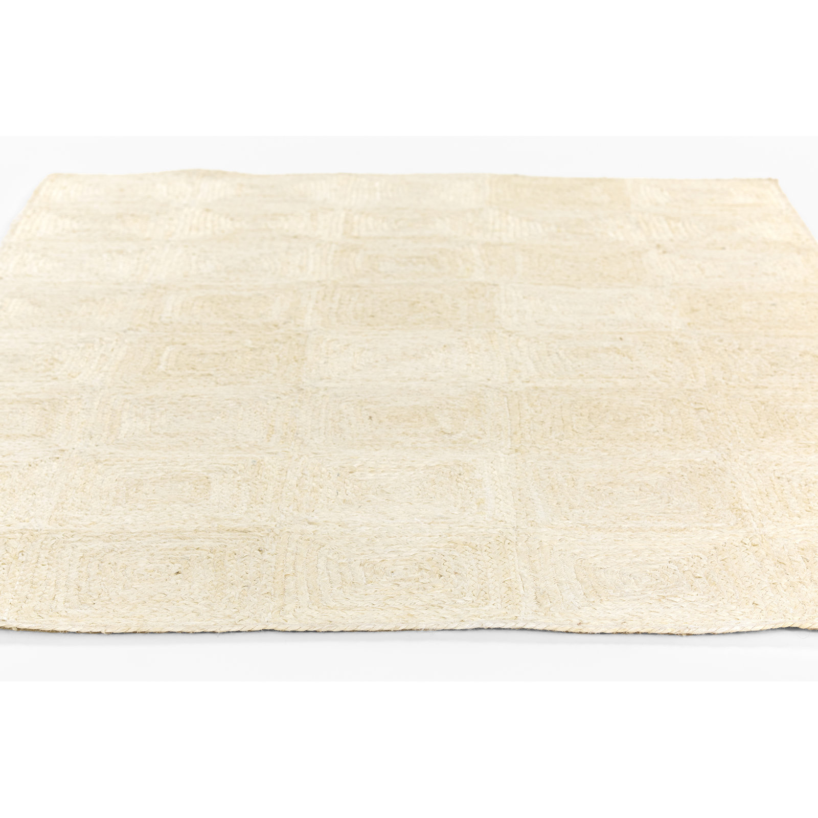 Mykonos Ivory Hand-Woven Geometric Jute Rug, Rectangle 5' x 7'6"