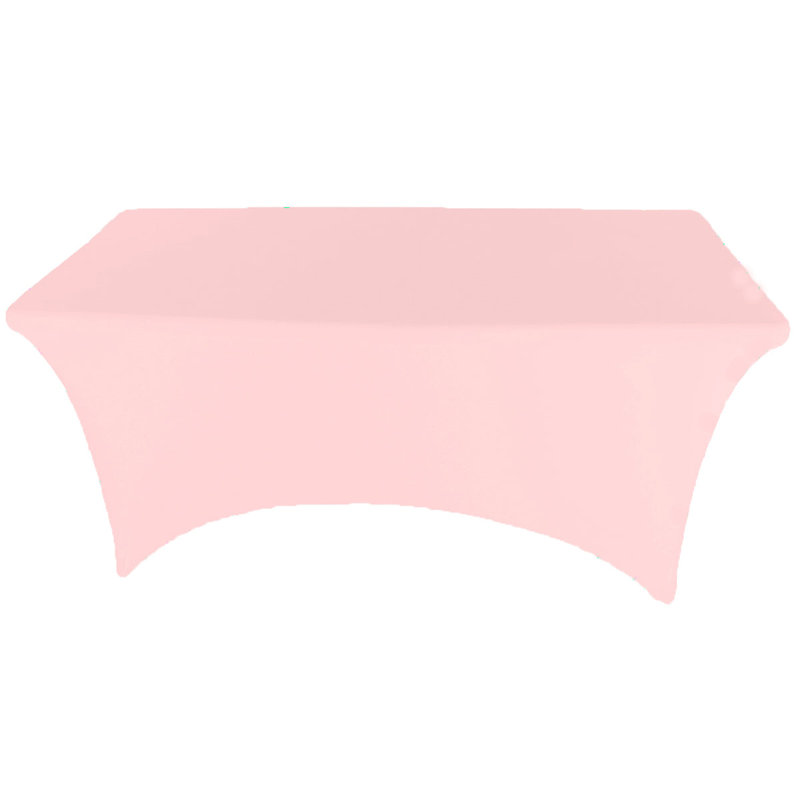 4Ft, 6Ft, 8Ft Spandex Tablecloth Fitted Stretch Rectangular Table Cover For Dining Wedding Party, Pink, 96" x 30"
