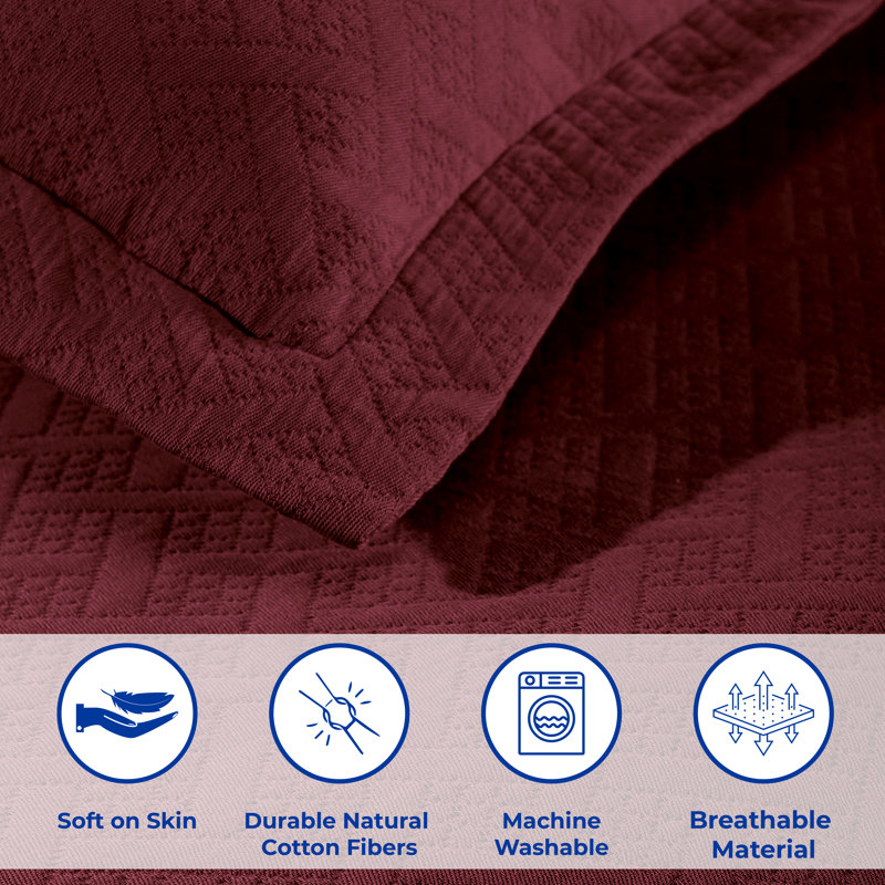 Garnet Twin Cotton Basket Weave Bedspread Set