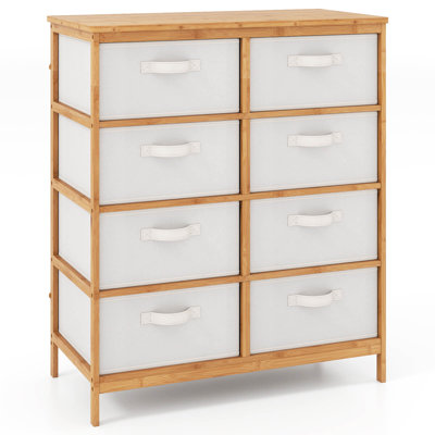 Commode 8 tiroirs avec bacs en tissu amovibles, commode pour couloir de garde-robe