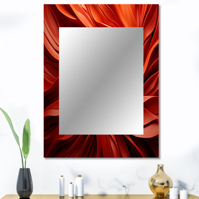 Rouge abstrait spirale de rêve I - grand miroir mural abstrait en spirale