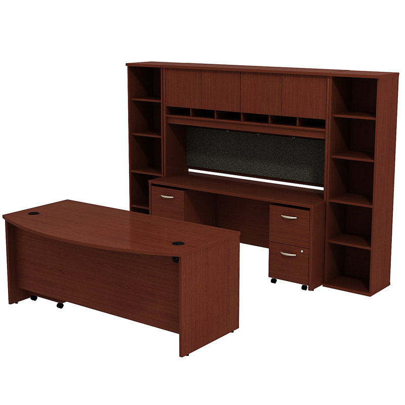 Ensemble de bureau d'ordinateur 5 pièces Ringold Series C, Acajou / acajou