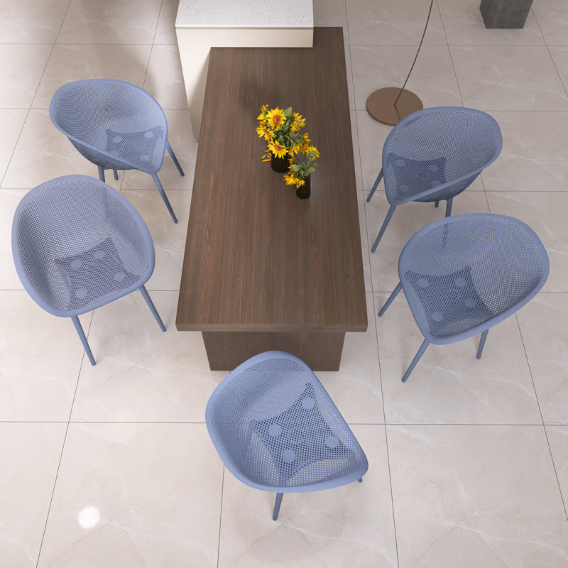Ensemble de 2 chaises de patio, chaises longues modernes avec cadre en polypropylène respirant, Bleu clair bébé