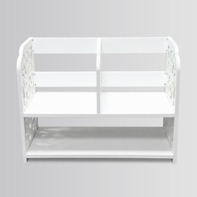 White Wood-Plastic Desktop Freestanding Shelf