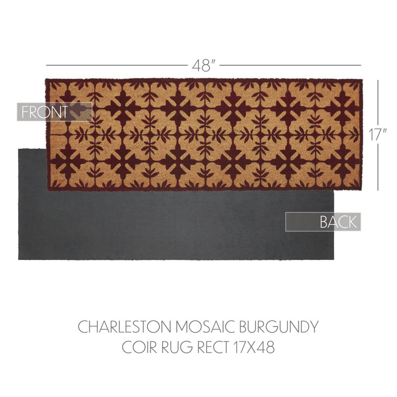 Durango Burgundy Coir Rug Rect, 17" W x 48" L